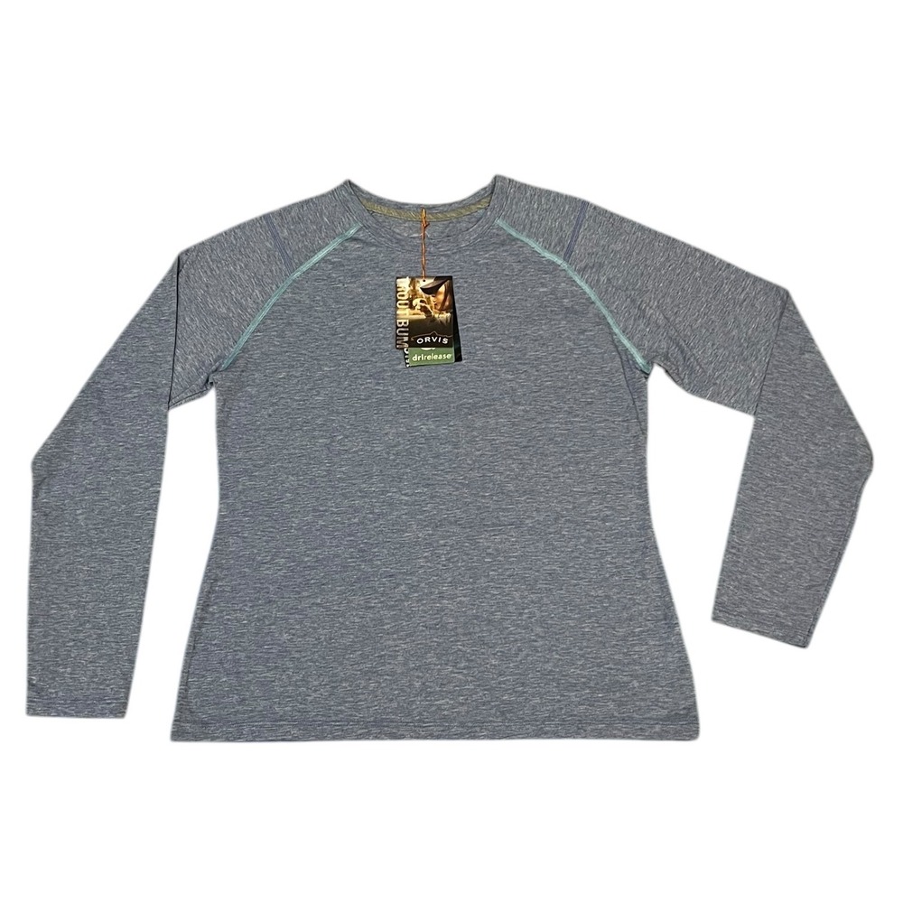 Orvis Trout Bum Drirelease Shirt Womans Medium Blue Long Sleeve Fishing 2ABS NWT